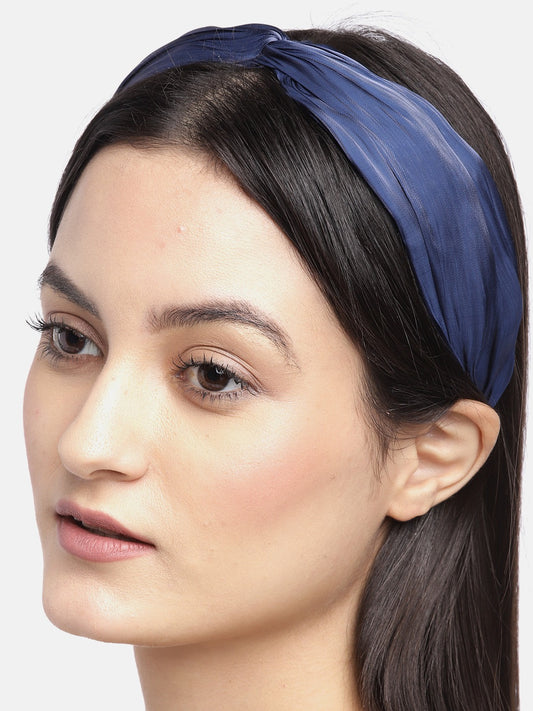 Blueberry Navy Blue pleated knot hairband