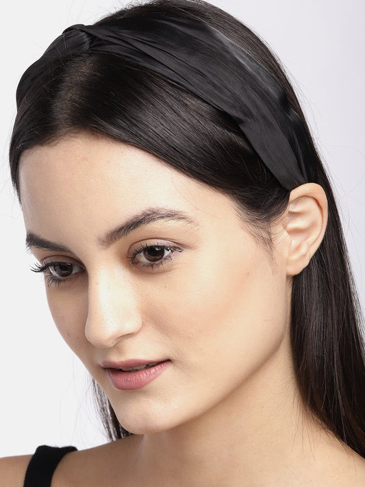 Blueberry Black pleated knot hairband
