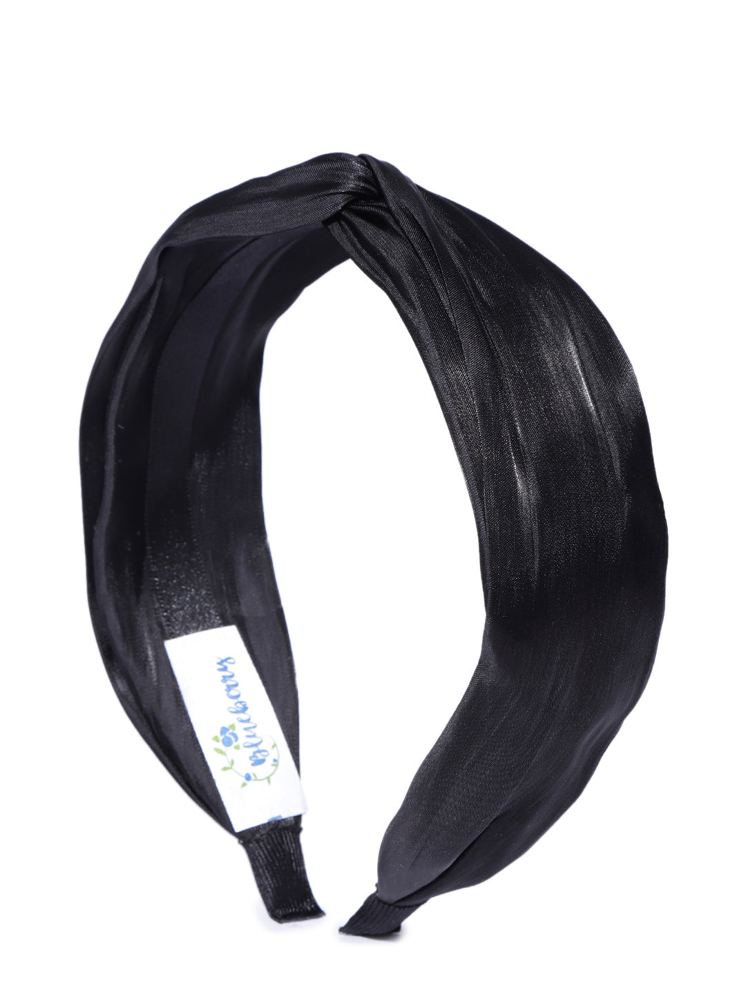 Blueberry Black pleated knot hairband