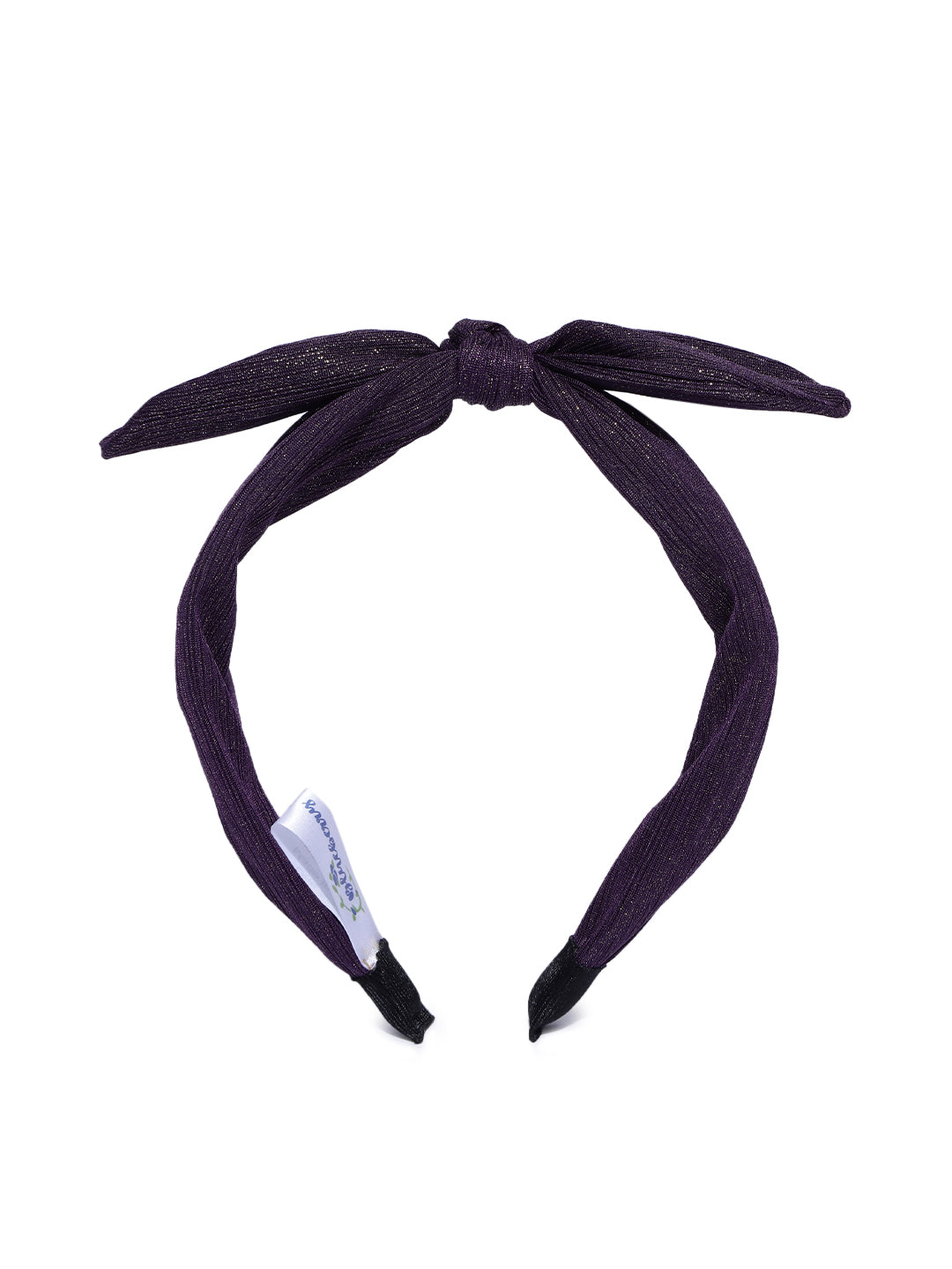Blueberry Purple and gold lurex bunny knot hairband