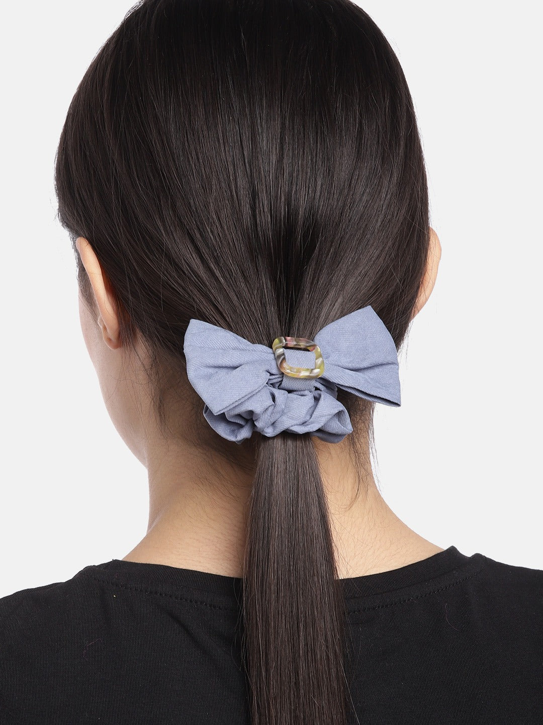 Blueberry Blue bow scrunchies