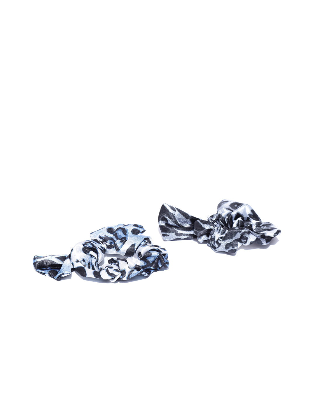 Blueberry set of 2 multi animal printed bow scrunchies