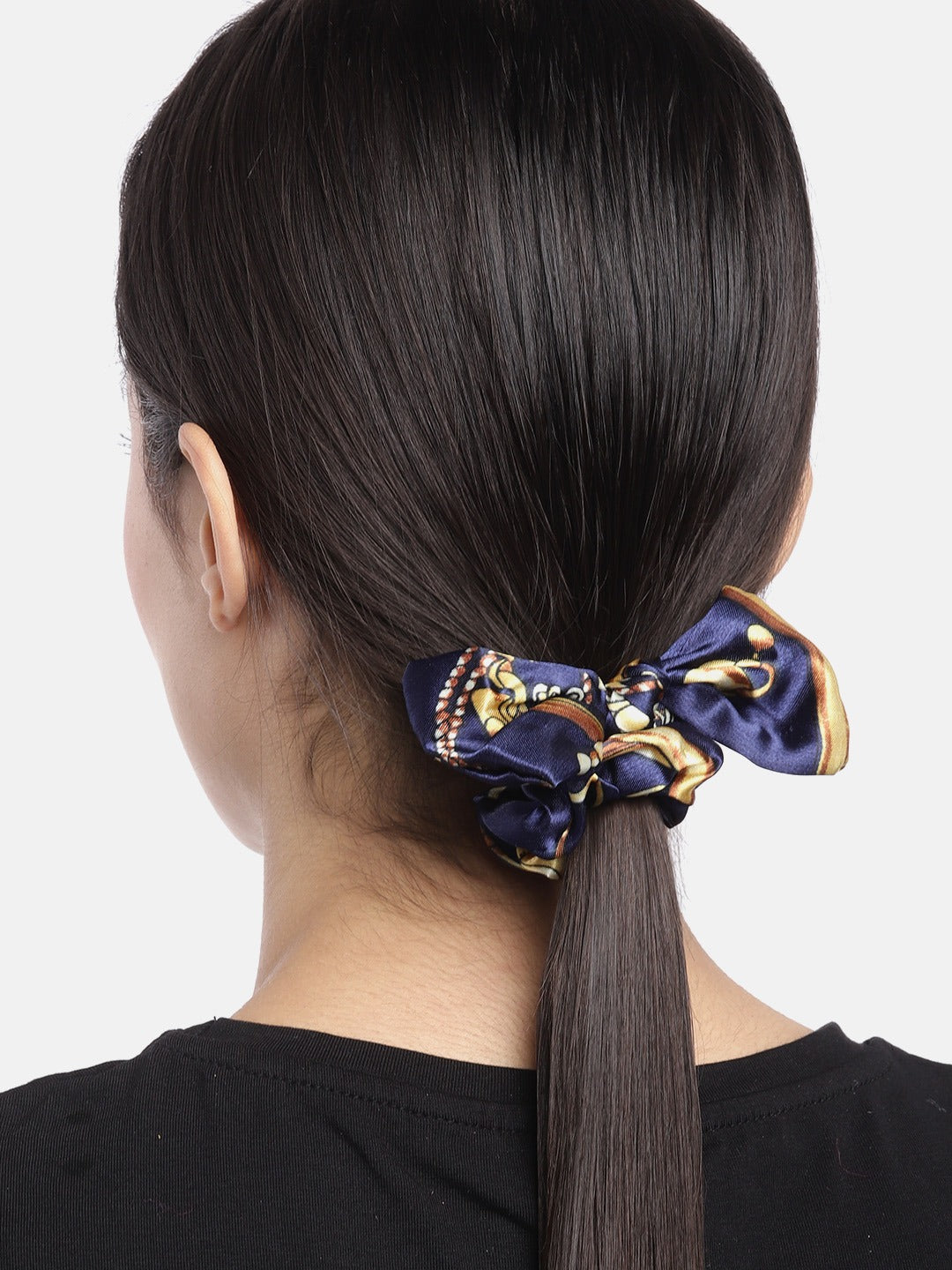 Blueberry set of 2 multi printed bow scrunchies