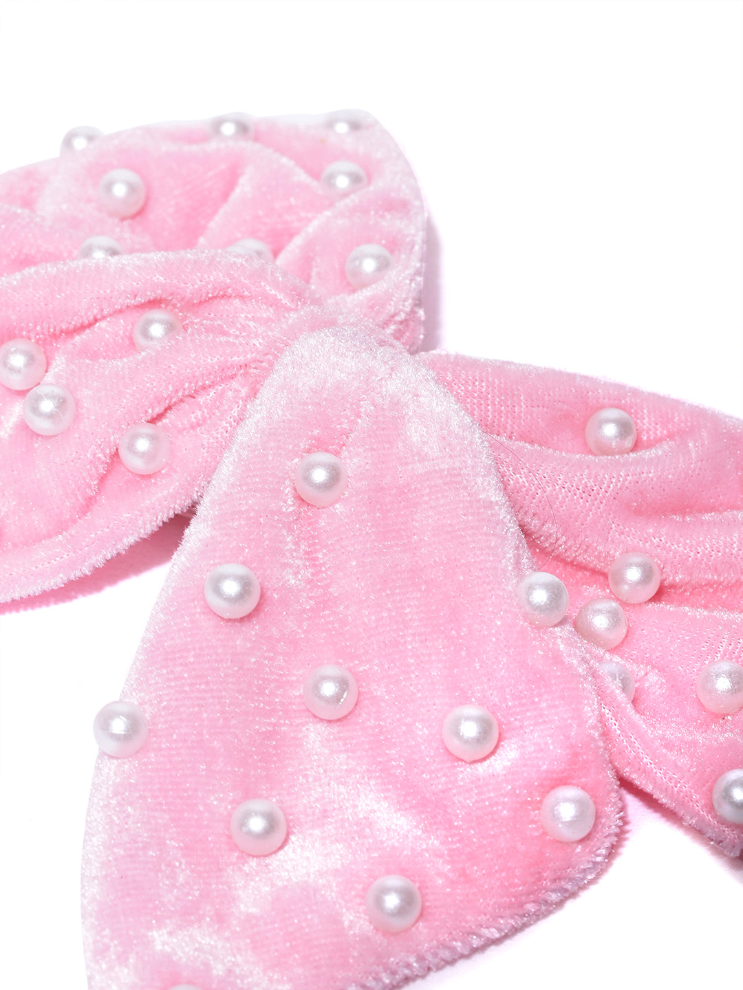 Blueberry pink velvet DE LA bow knot pearl embellished hairclip