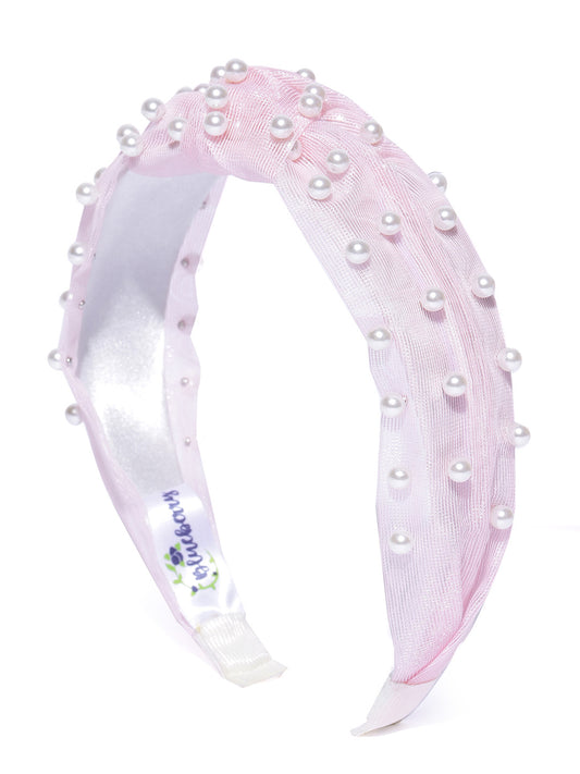 Blueberry princess pearl embellished pink knot hair band