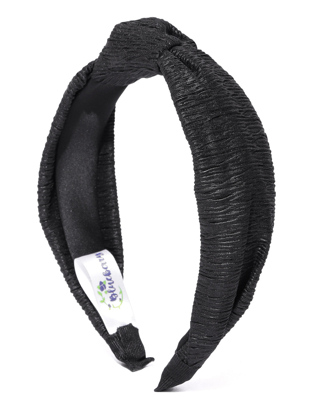 Blueberry black pleated knot hair band
