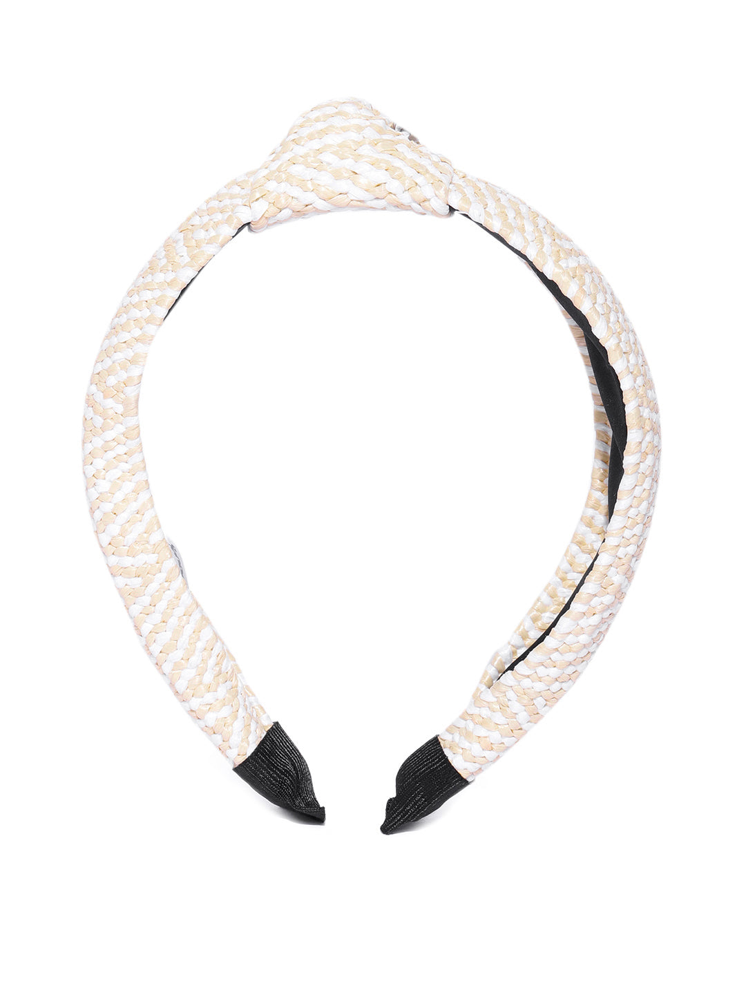 Blueberry cream and white jute knot hair band