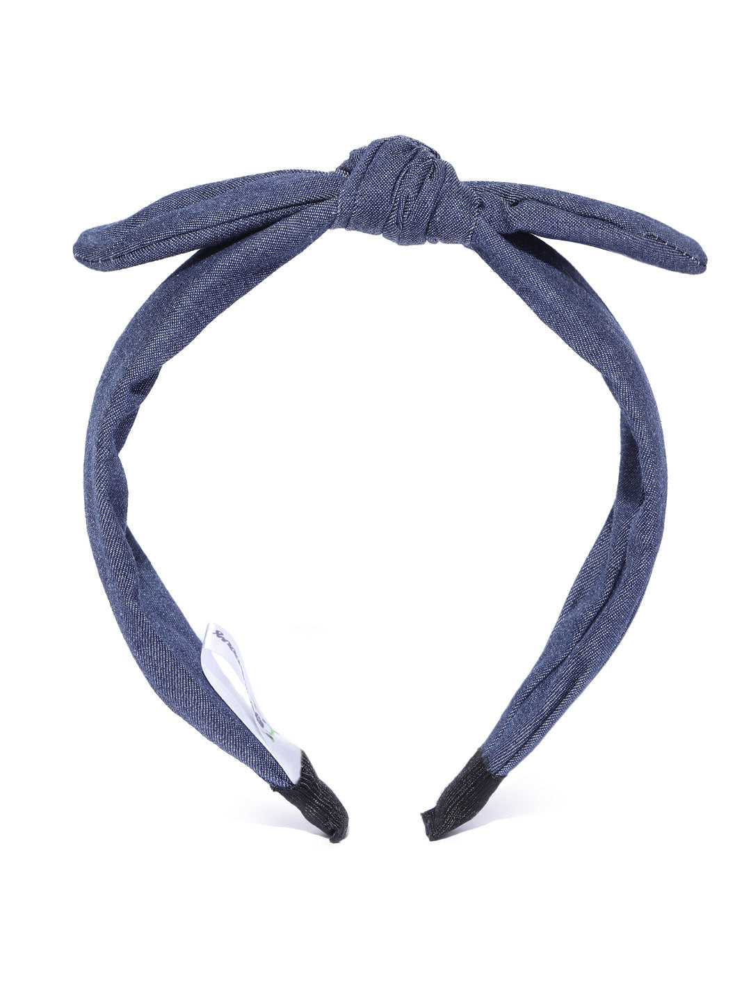 Blueberry Navy blue denim bunny knot hair band