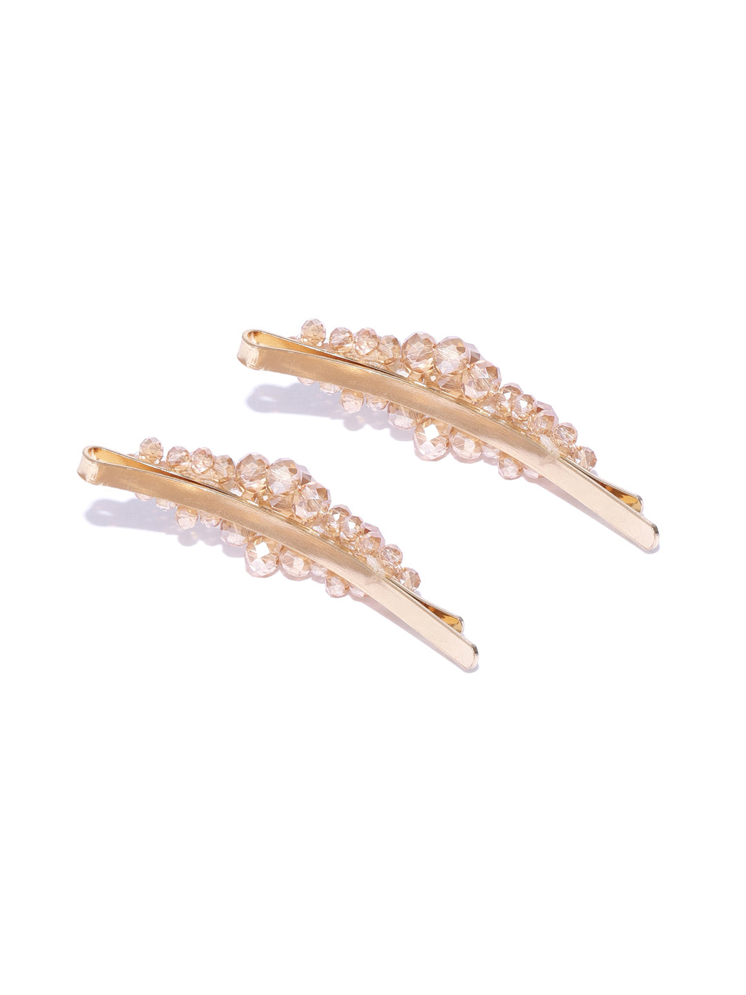 Blueberry set of 2 golden crystal beads detailing hair pins