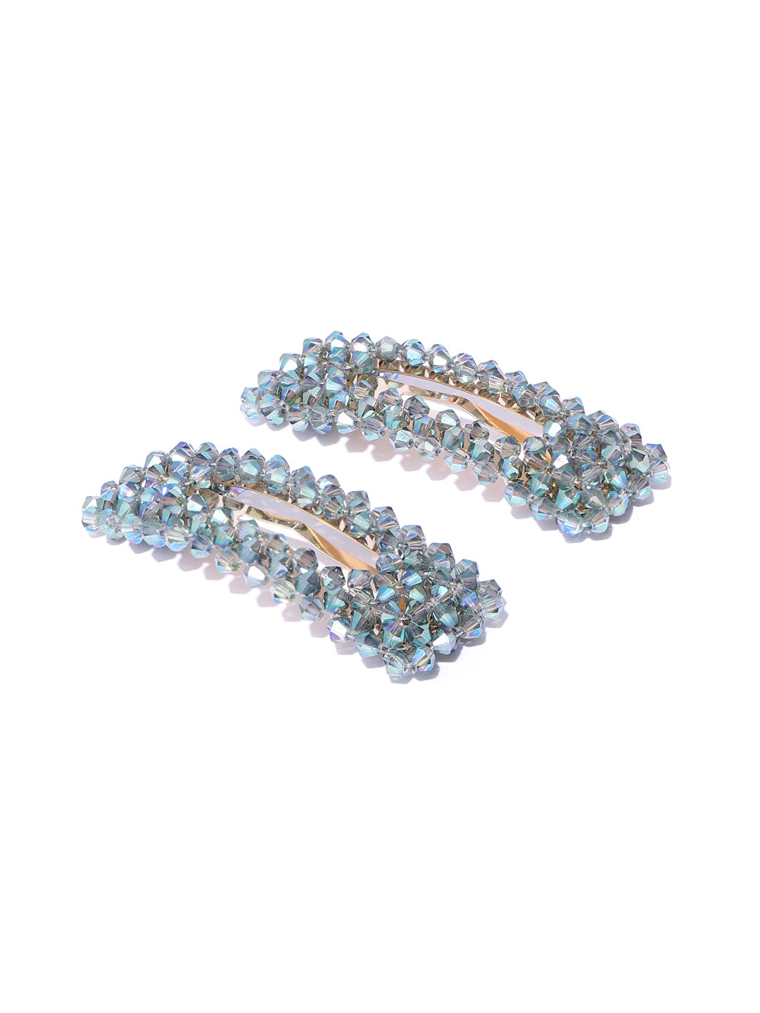 Blueberry set of 2 multi crystal beads detailing hair pins