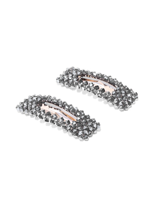 Blueberry set of 2 metallic crystal beads detailing hair pins