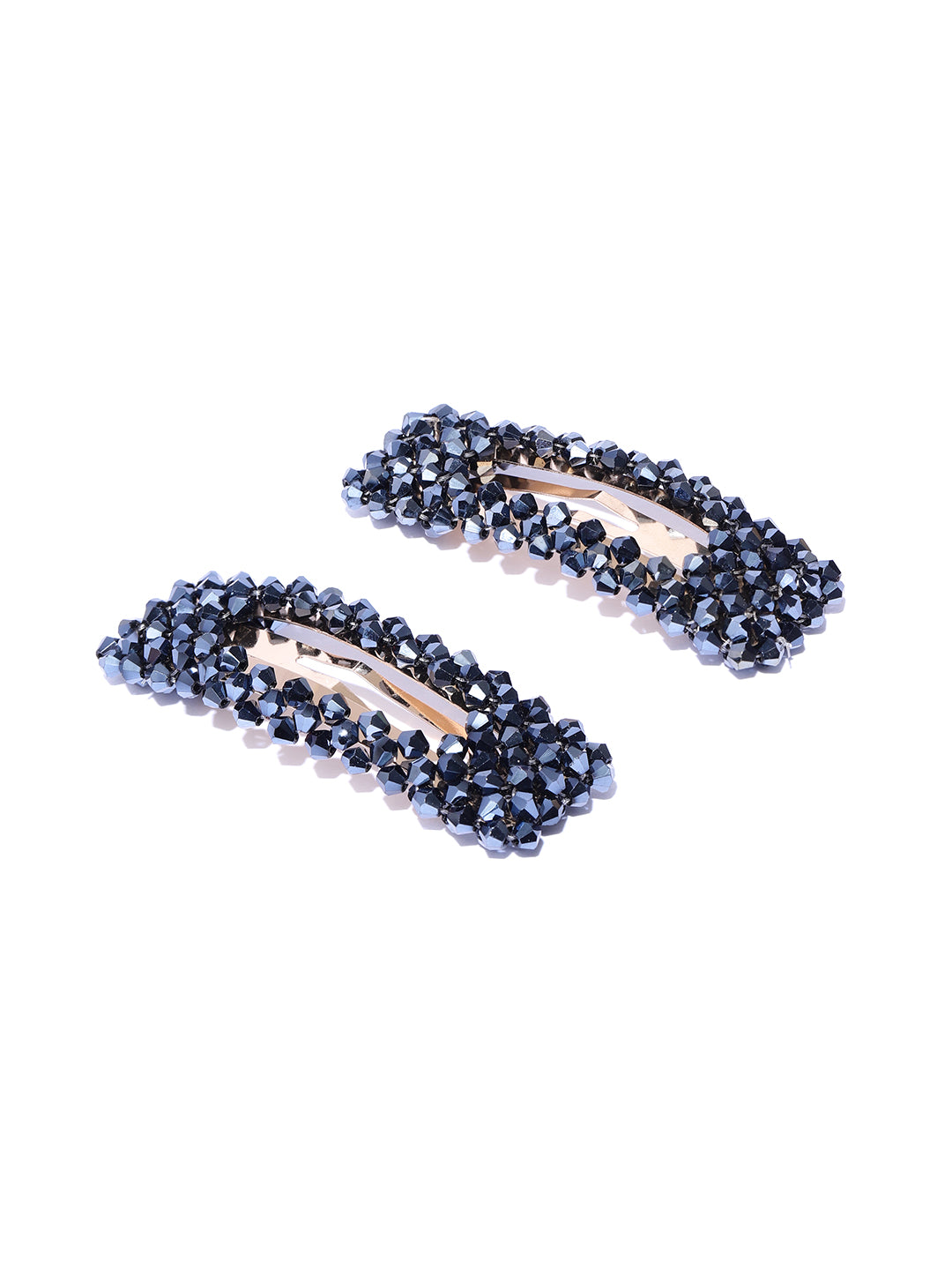 Blueberry set of 2 navy blue crystal beads detailing hair pins