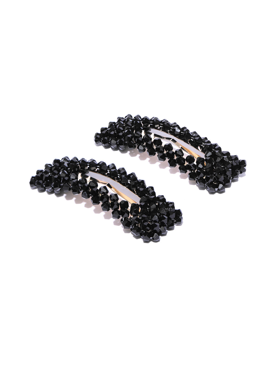 Blueberry set of 2 black crystal beads detailing hair pins