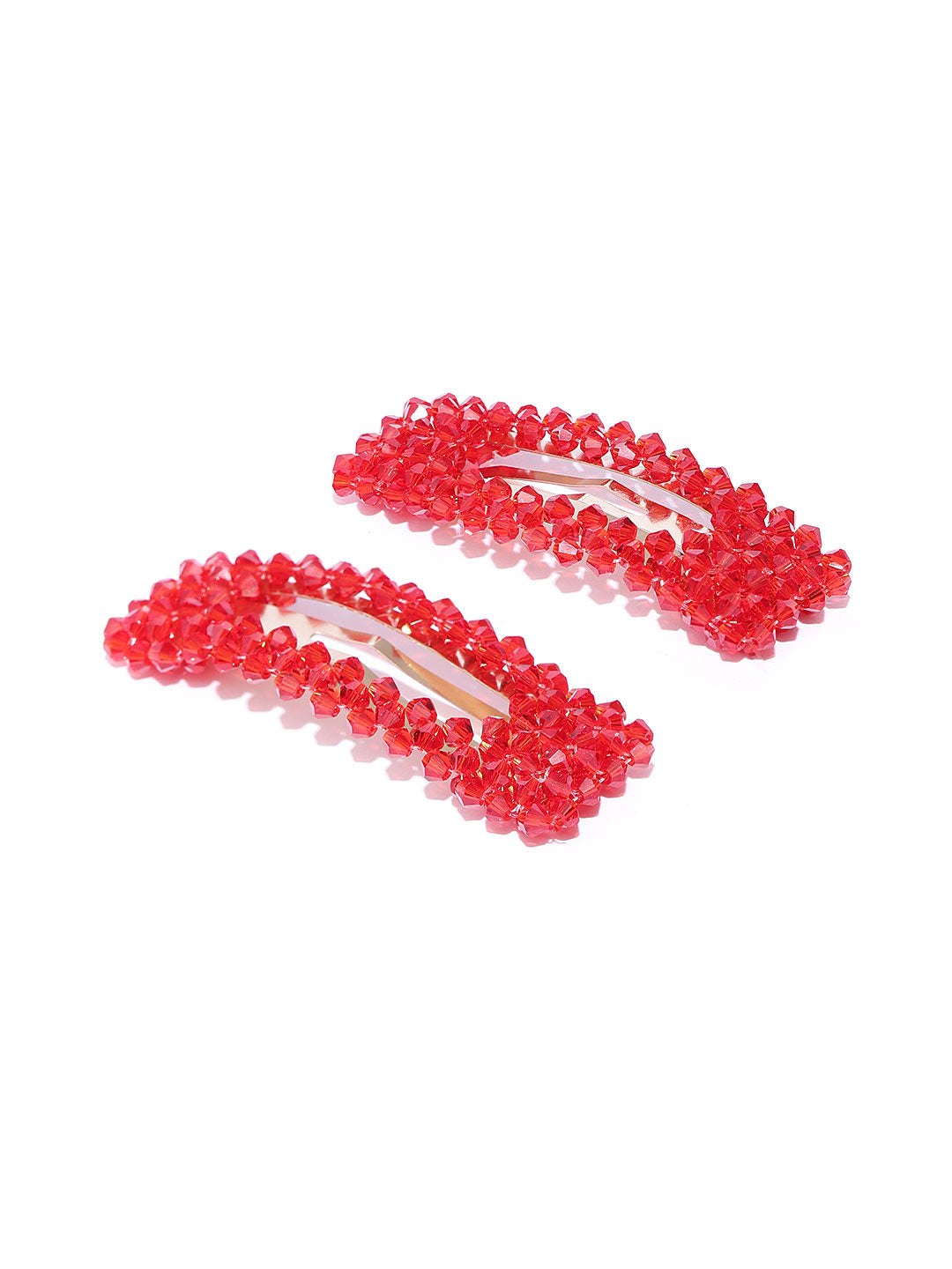 Blueberry set of 2 red crystal beads detailing hairpins