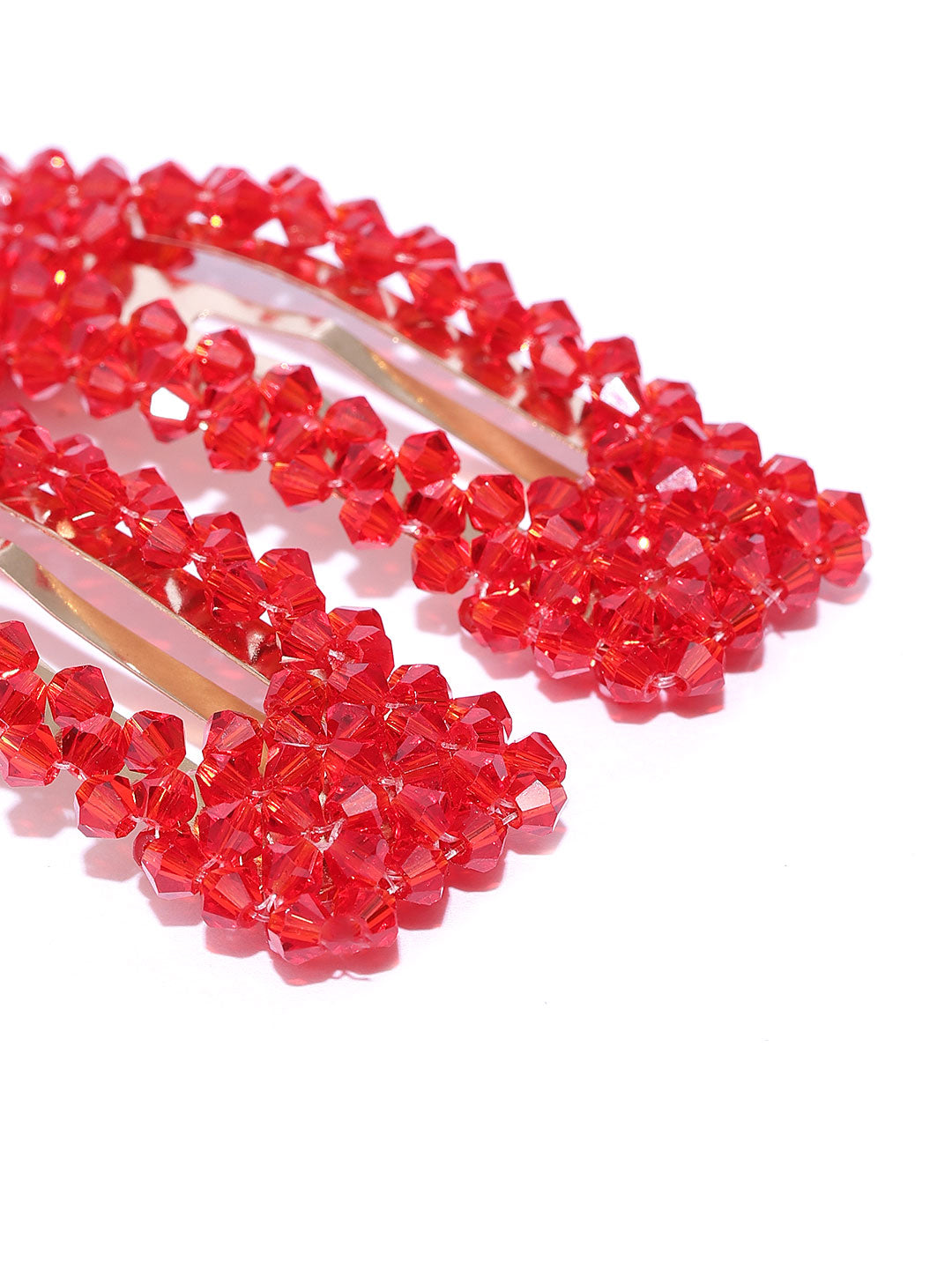 Blueberry set of 2 red crystal beads detailing hairpins