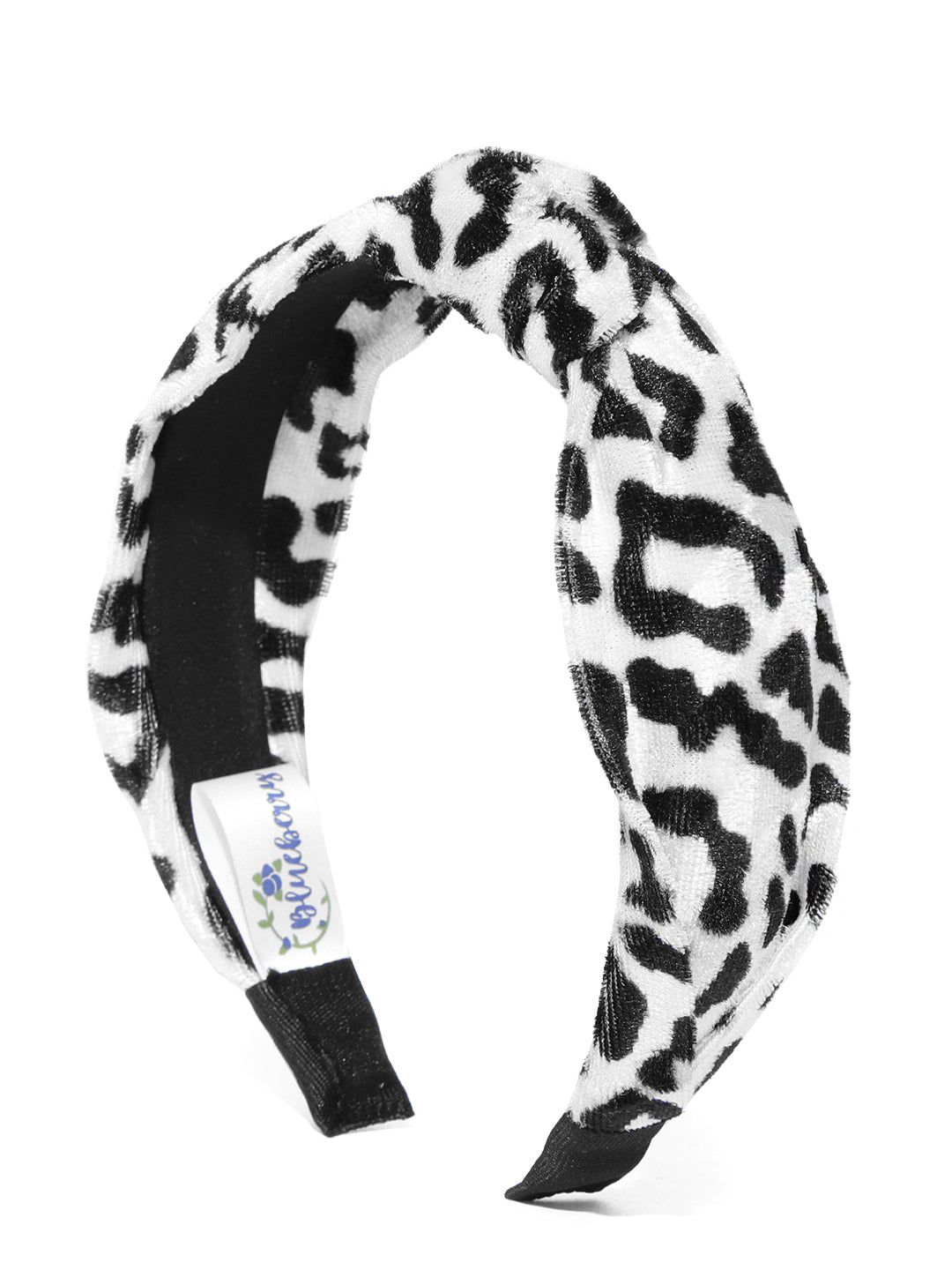 Blueberry white and black leopard printed knot hair band