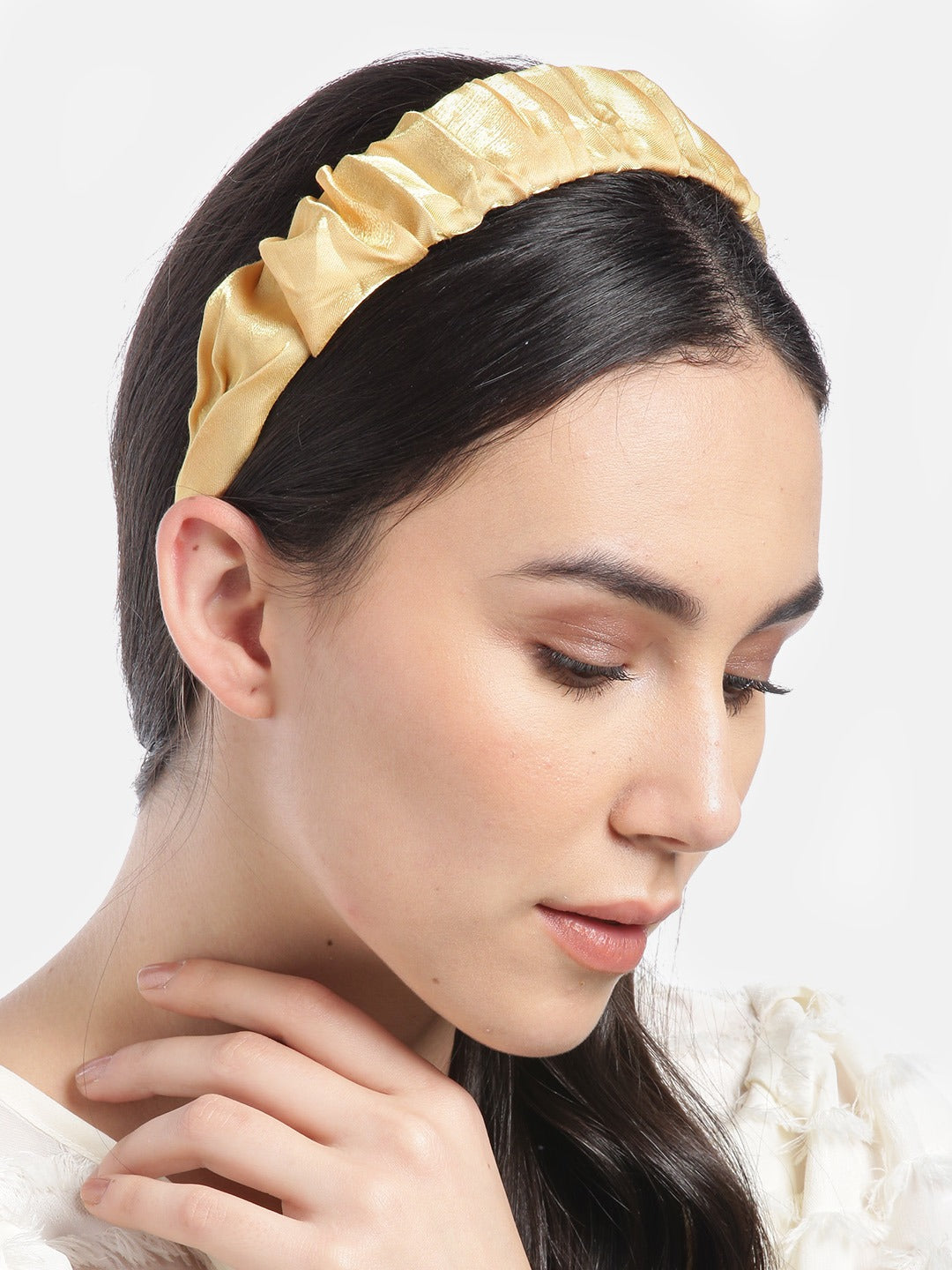 Blueberry Mustard pleated hair band