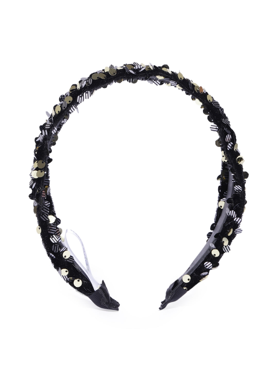 Blueberry Multi sequin embellished black velvet hair band