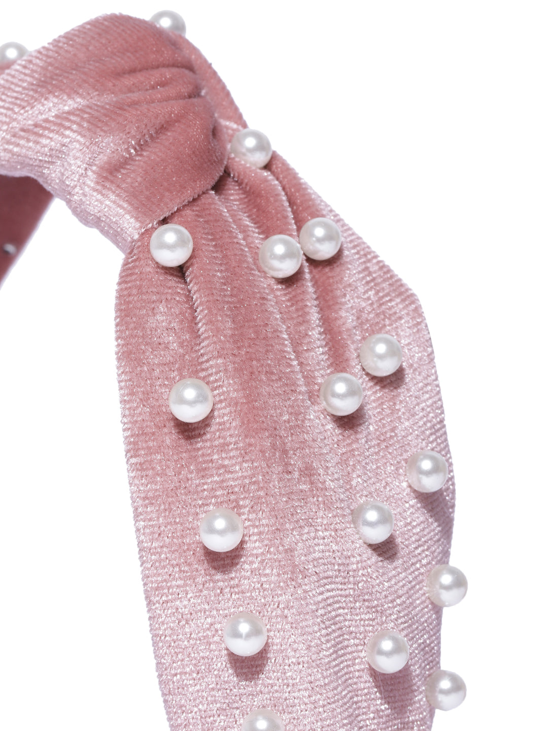 Blueberry princess pearl embellished pink velvet knot hair band