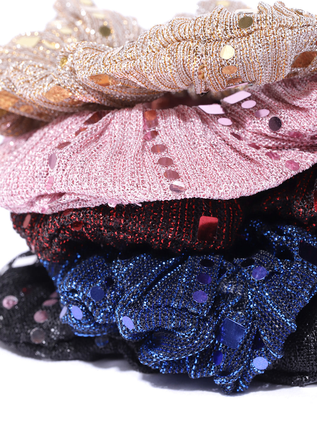 Blueberry set of 5 multi colour sequins detailing scrunchies