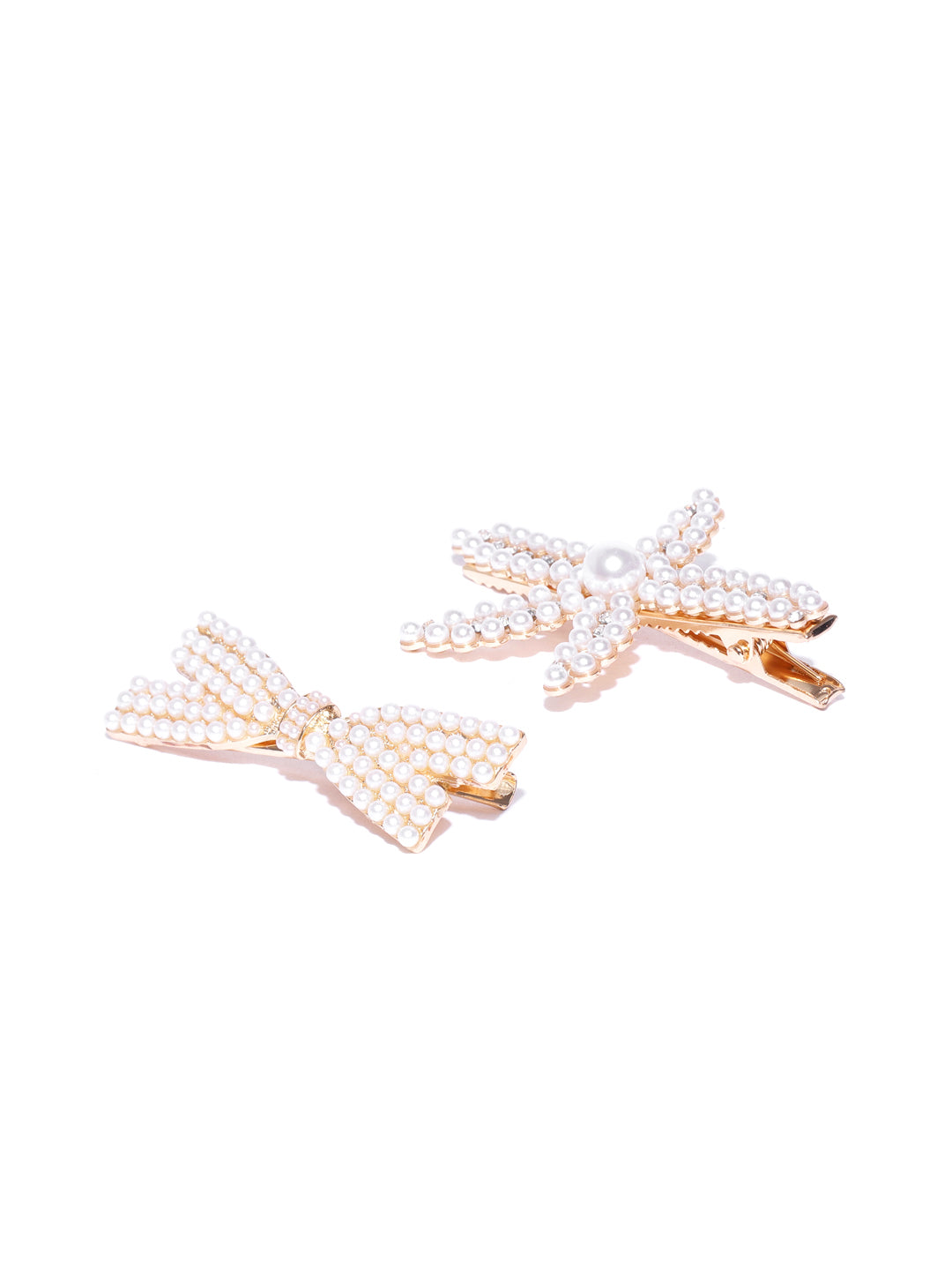 Blueberry set of 2 pearl embellished golden star fish alligator hair clip