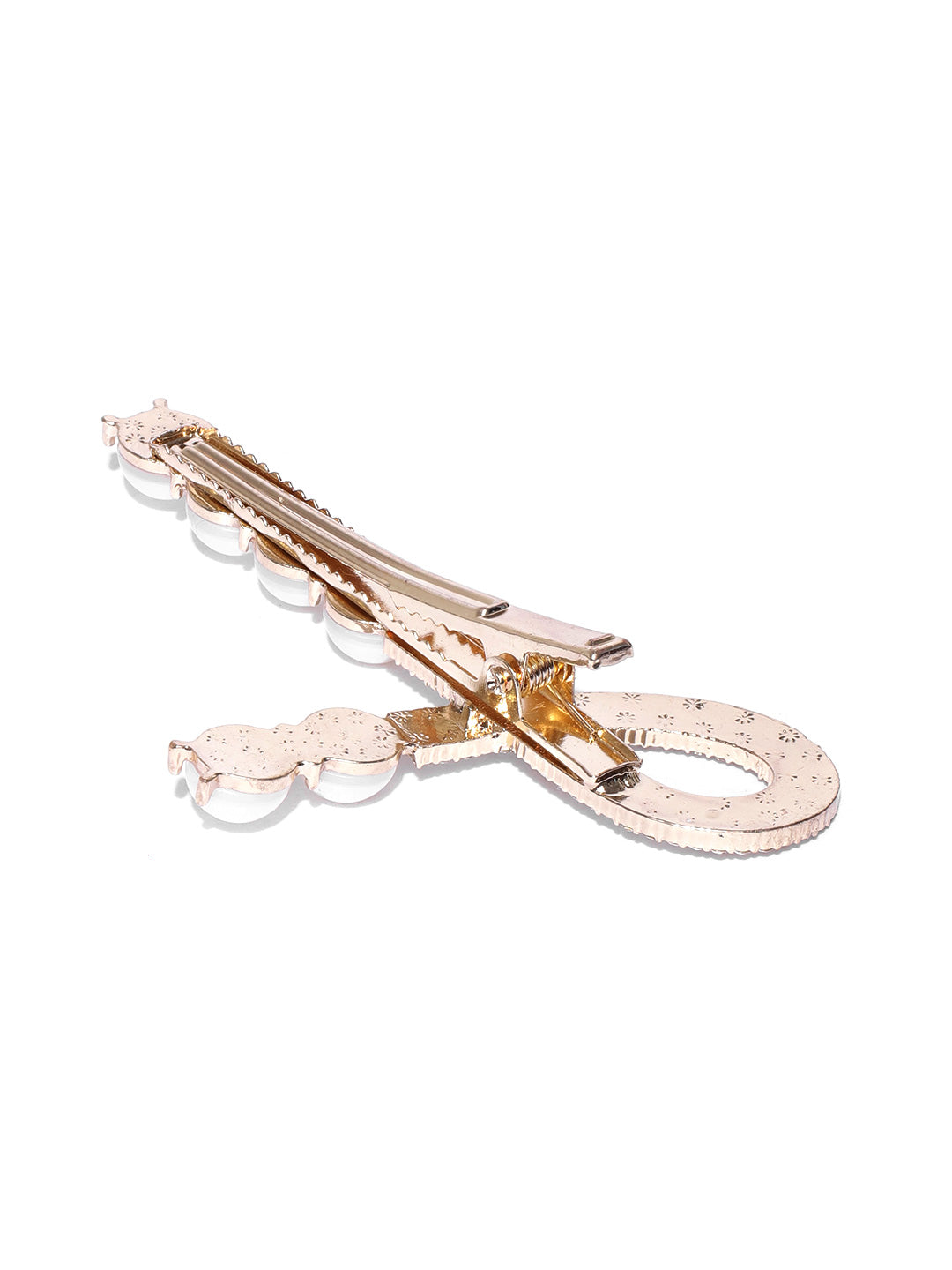 Blueberry white princess pearl and diamond crystal embellished alligator hair clip