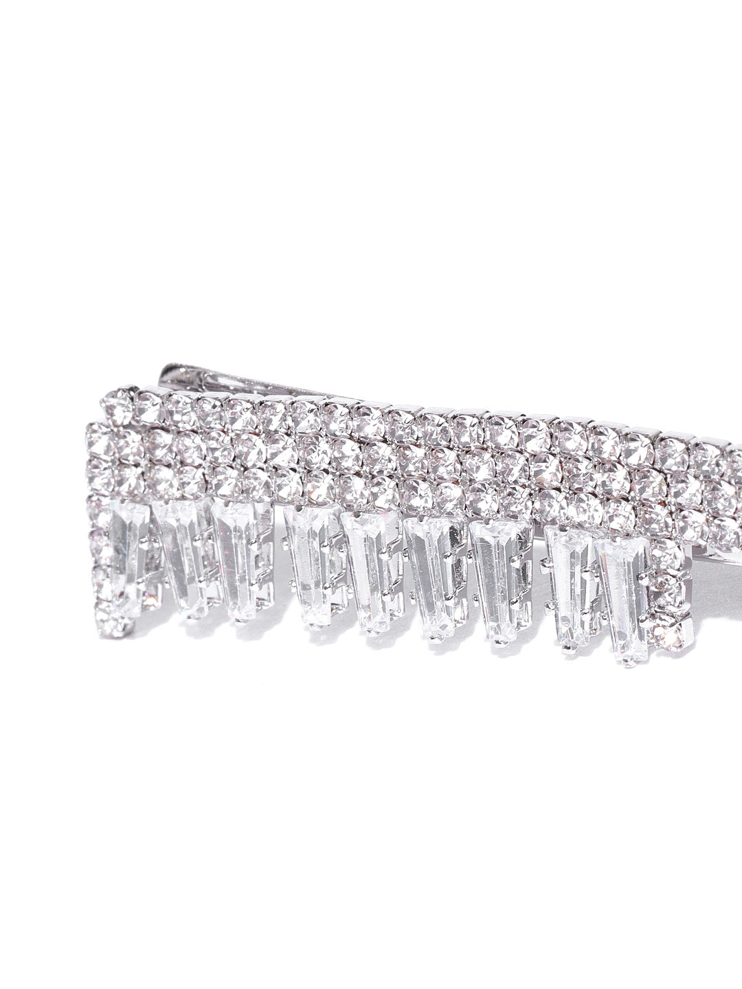 Blueberry silver crystal stone embellished comb shape alligator hair clip