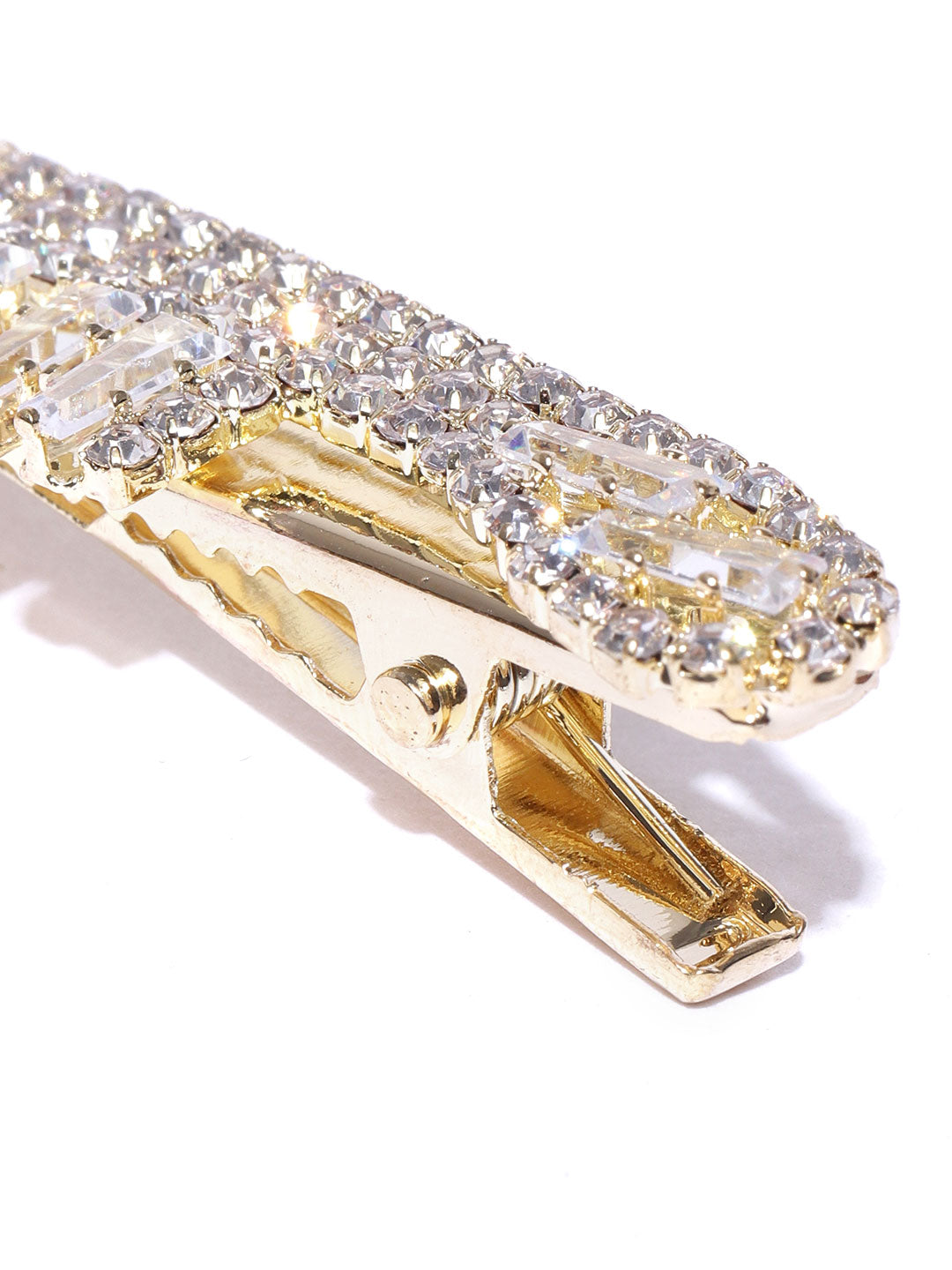 Blueberry gold crystal stone embellished comb shape alligator hair clip