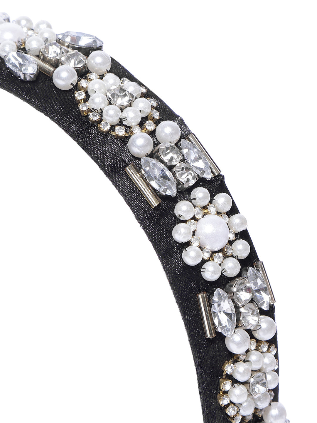 Blueberry white princess pearl and crystal stone embellished hair band