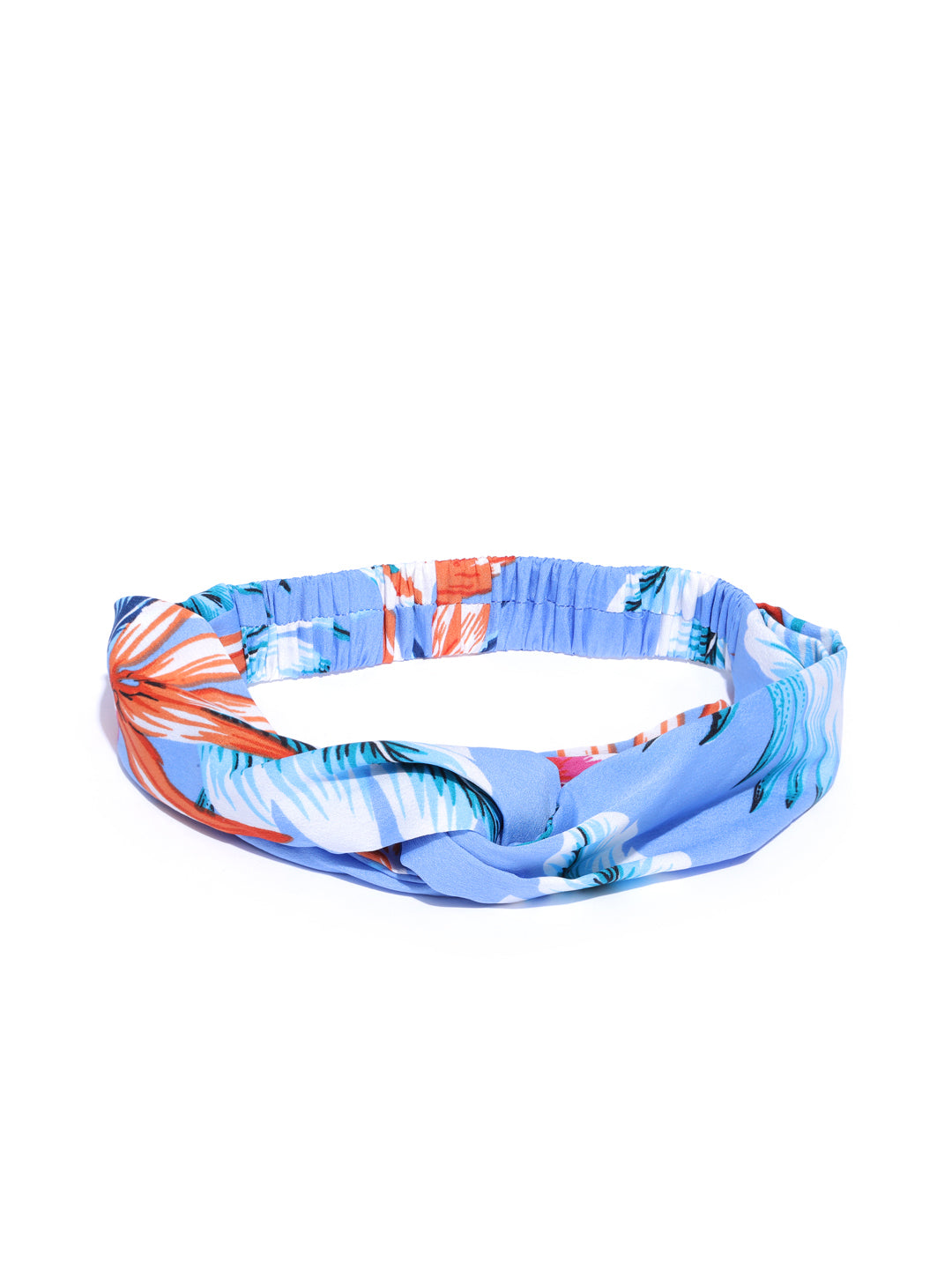 Blueberry multi floral printed satin knot hairband