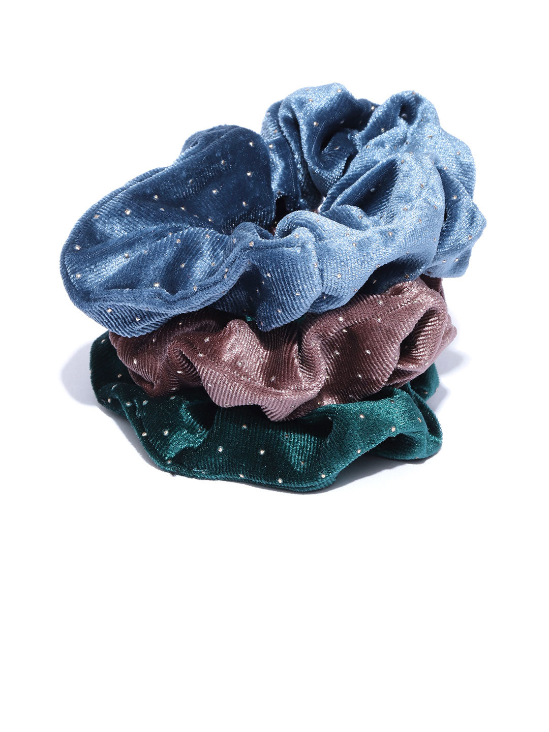 Blueberry set of 3 multi velvet scrunchies