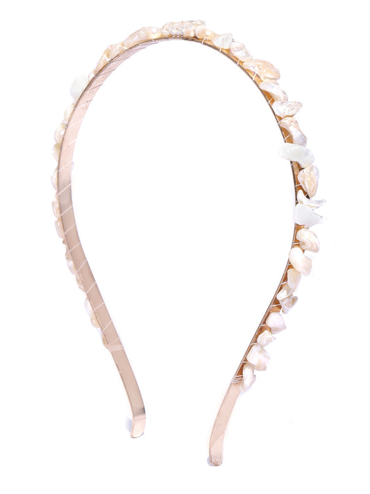 Blueberry golden natural sea pearl embellished hairband