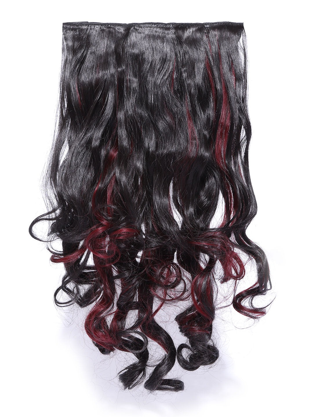 Blueberry Black and burgundy Curly/Wavy premium Hair Extension with 5 clips