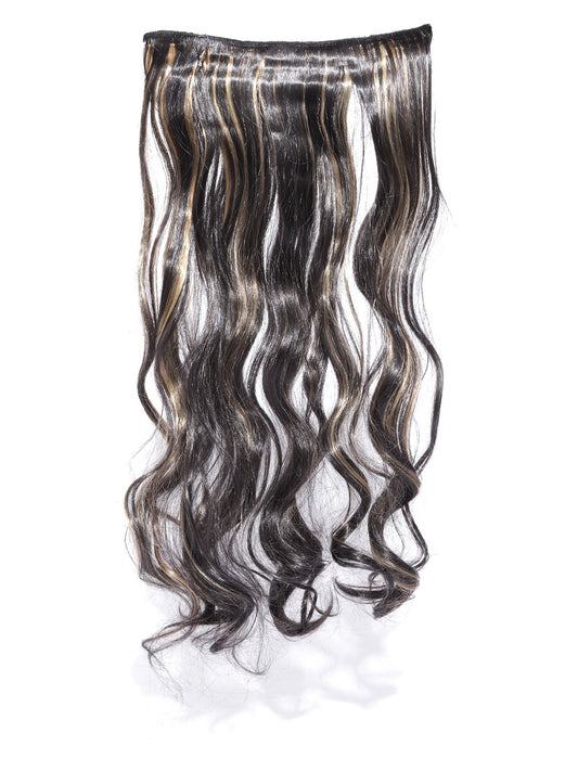 Blueberry brown and gold Curly/Wavy Hair Extension with 5 clips