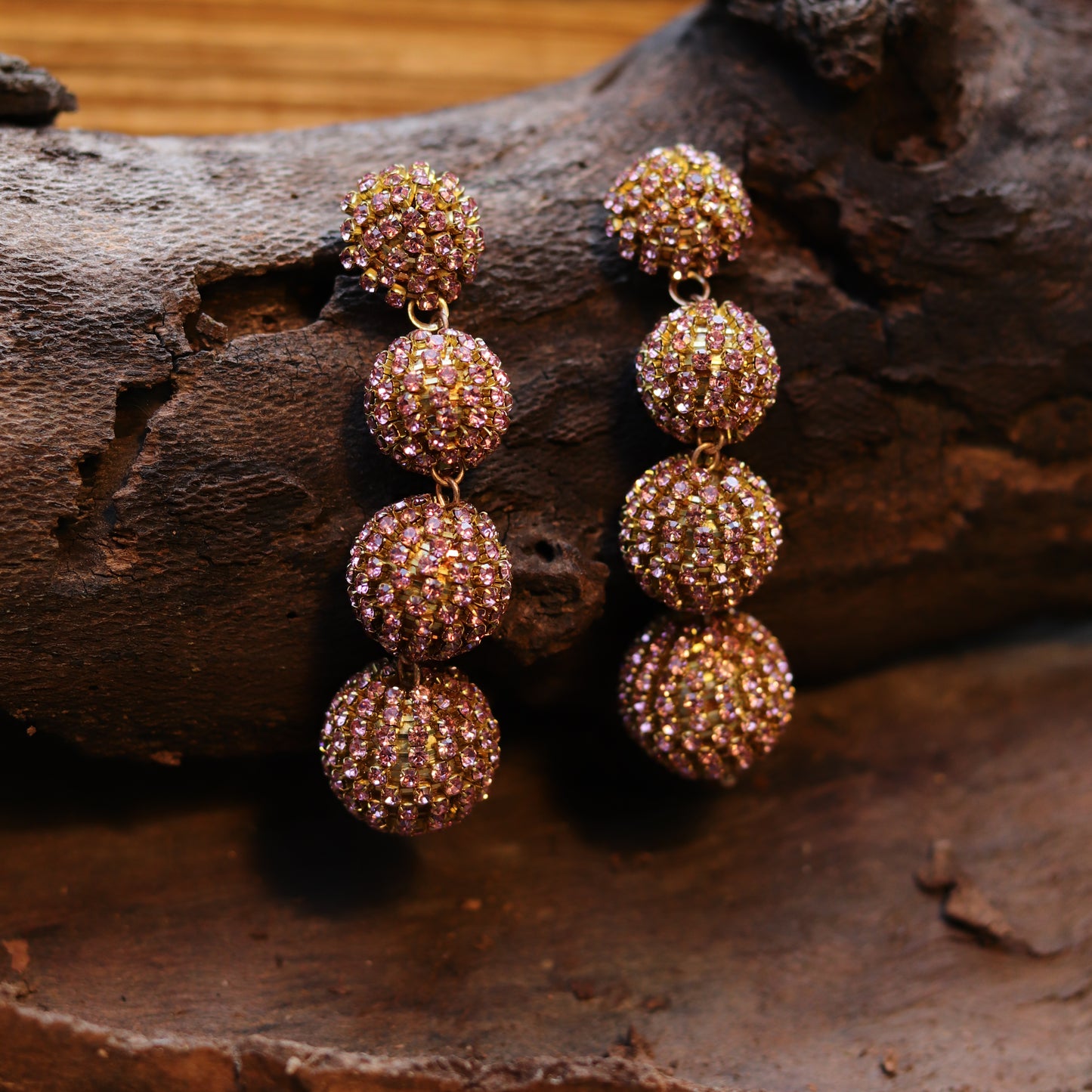 Blueberry red stone detailing drop earring