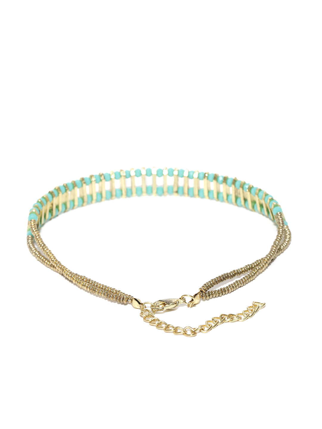 Gold and blue toned choker and bracelet set