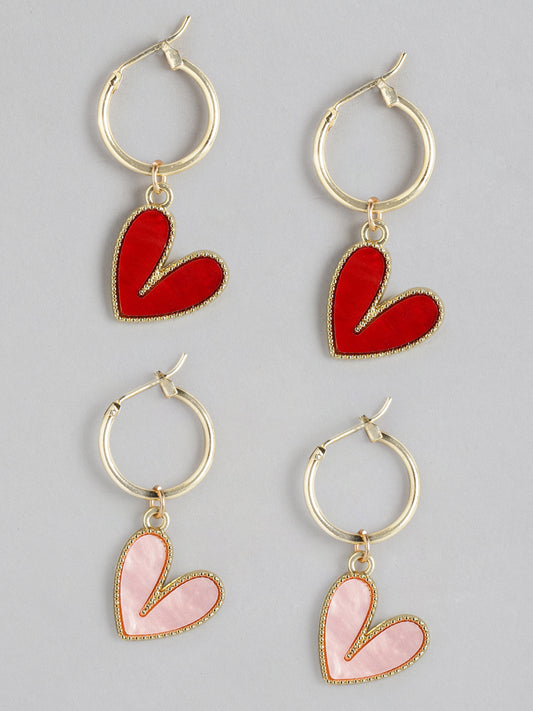 Blueberry Kids peach and red heart shape drop earring