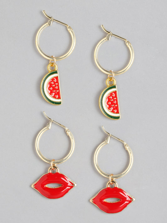 Blueberry Kids red fruit and Lips shape drop earring