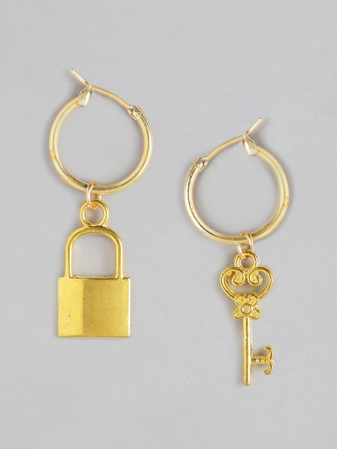 Blueberry Kids gold plated Lock And Key drop earring