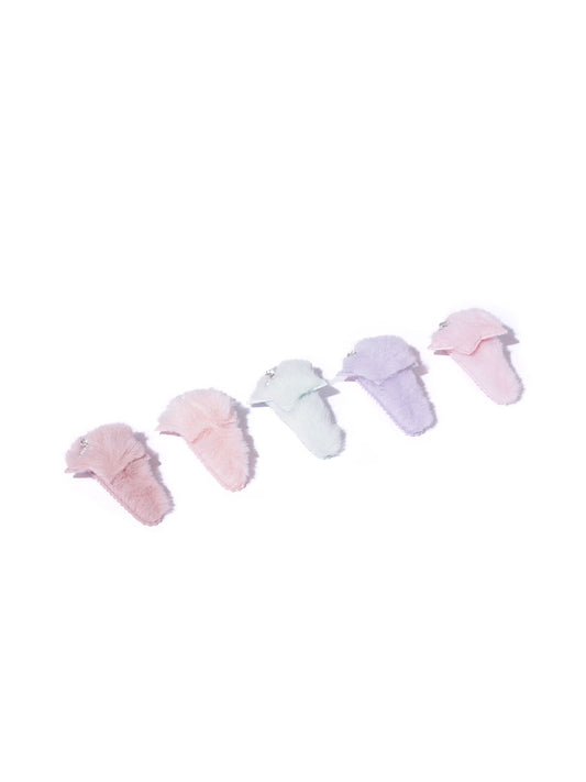 Blueberry KIDS set of 5 pastel fur tic tac hair clips