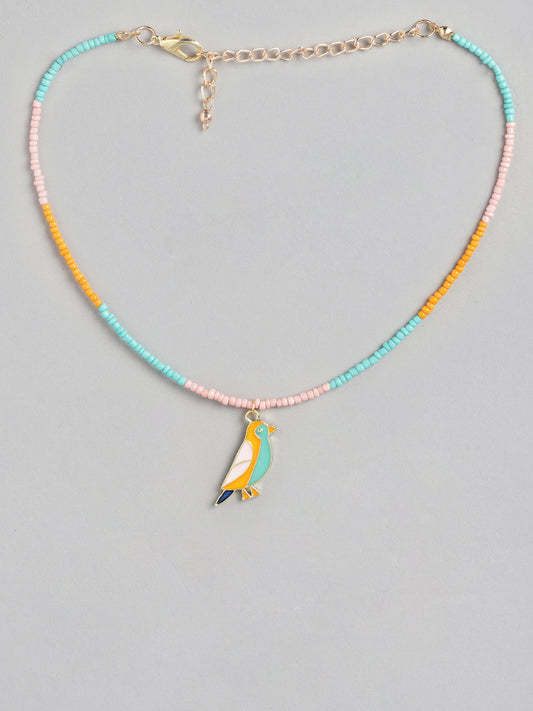 Blueberry Kids multi beaded bird necklace