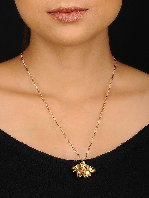 Blueberry gold plated mismatch agate stone detailing necklace