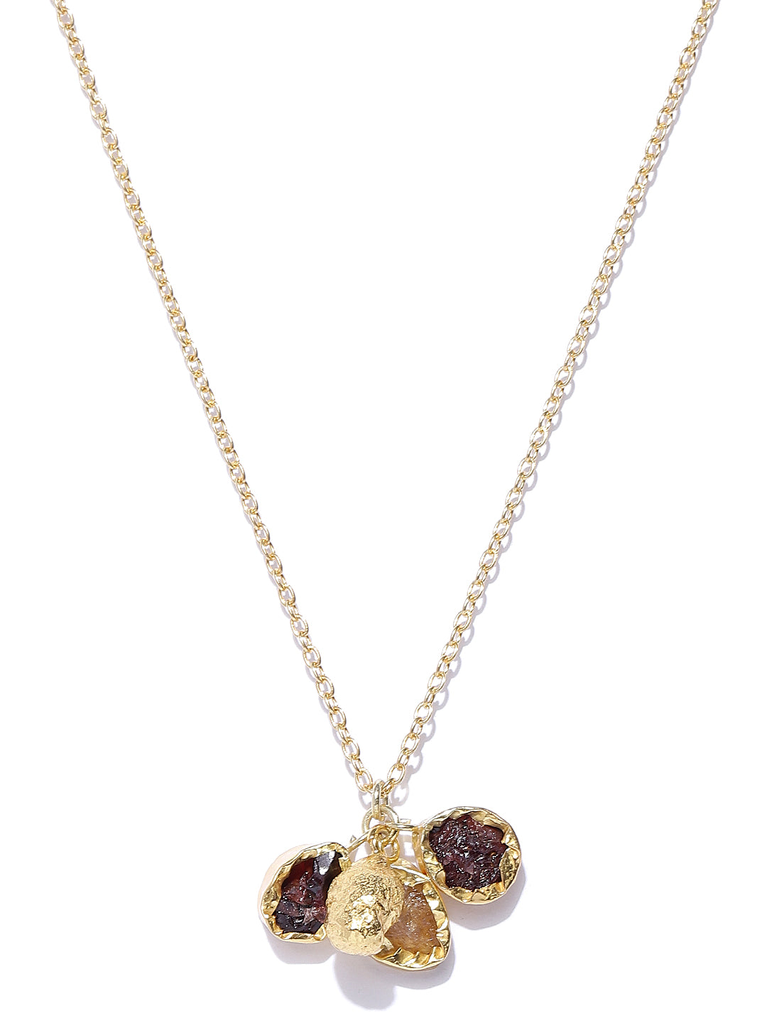 Blueberry gold plated mismatch agate stone detailing necklace
