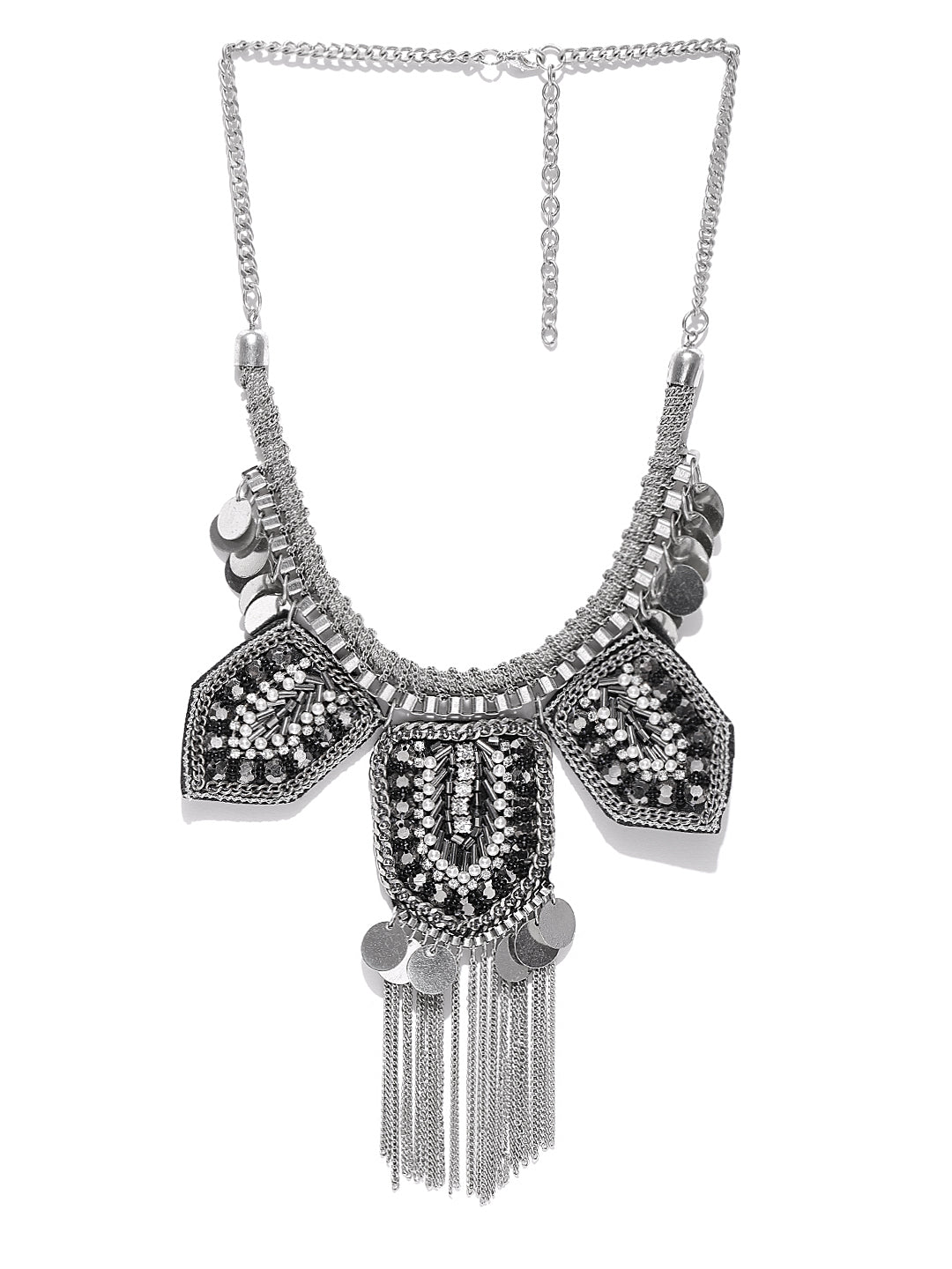 Silver toned statement necklace