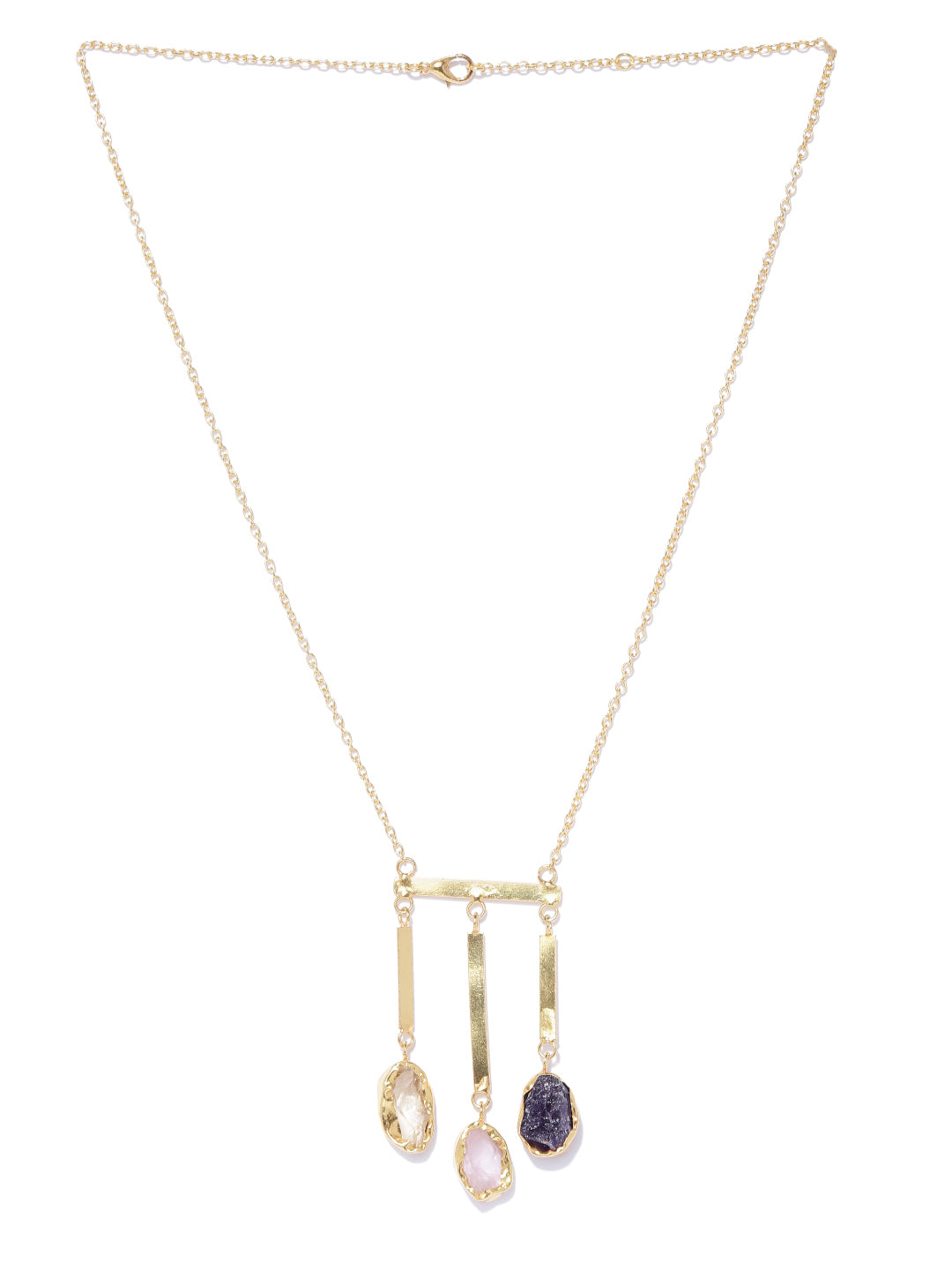 Blueberry gold plated agate stone detailing necklace