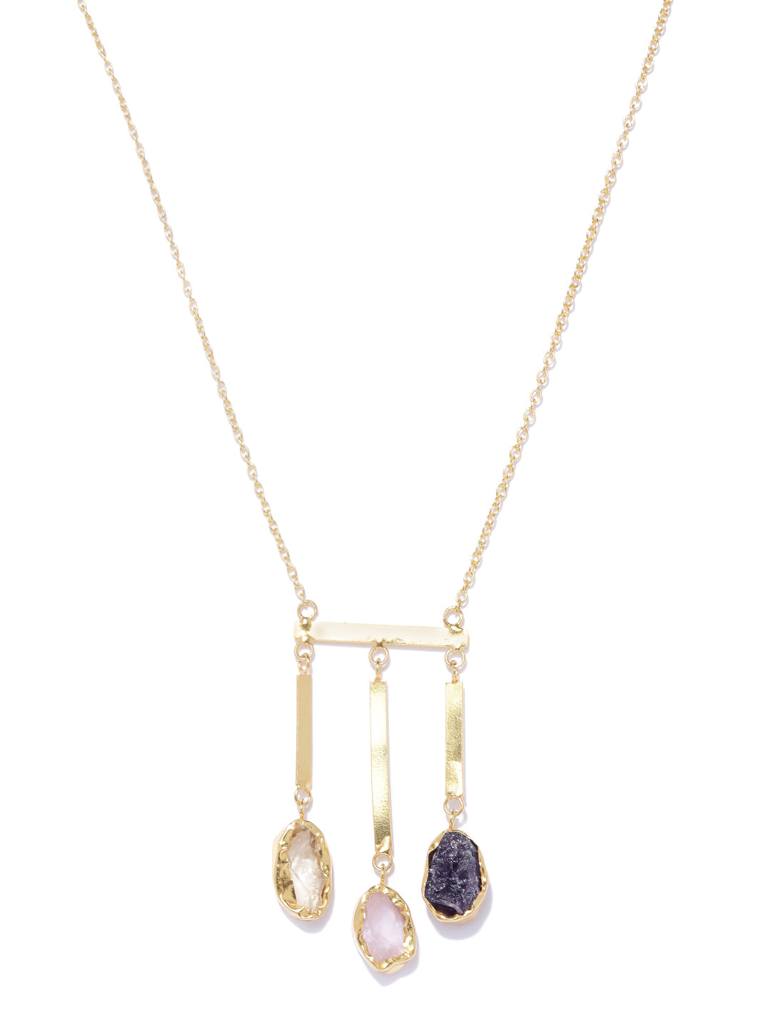 Blueberry gold plated agate stone detailing necklace