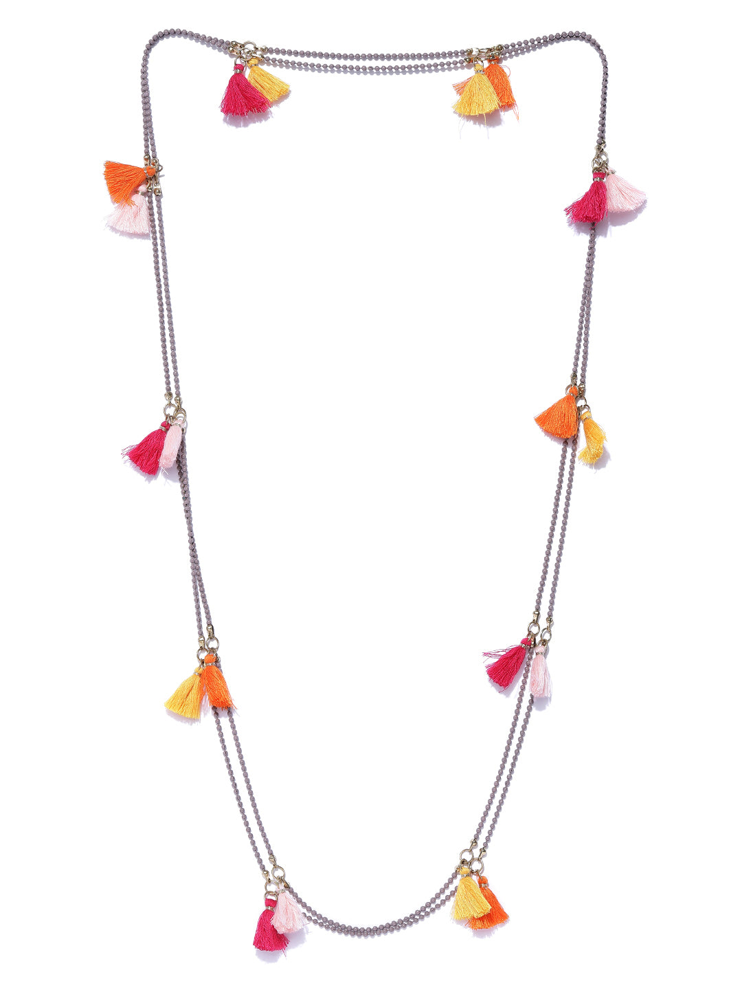 Blueberry multi color tassel chain necklace
