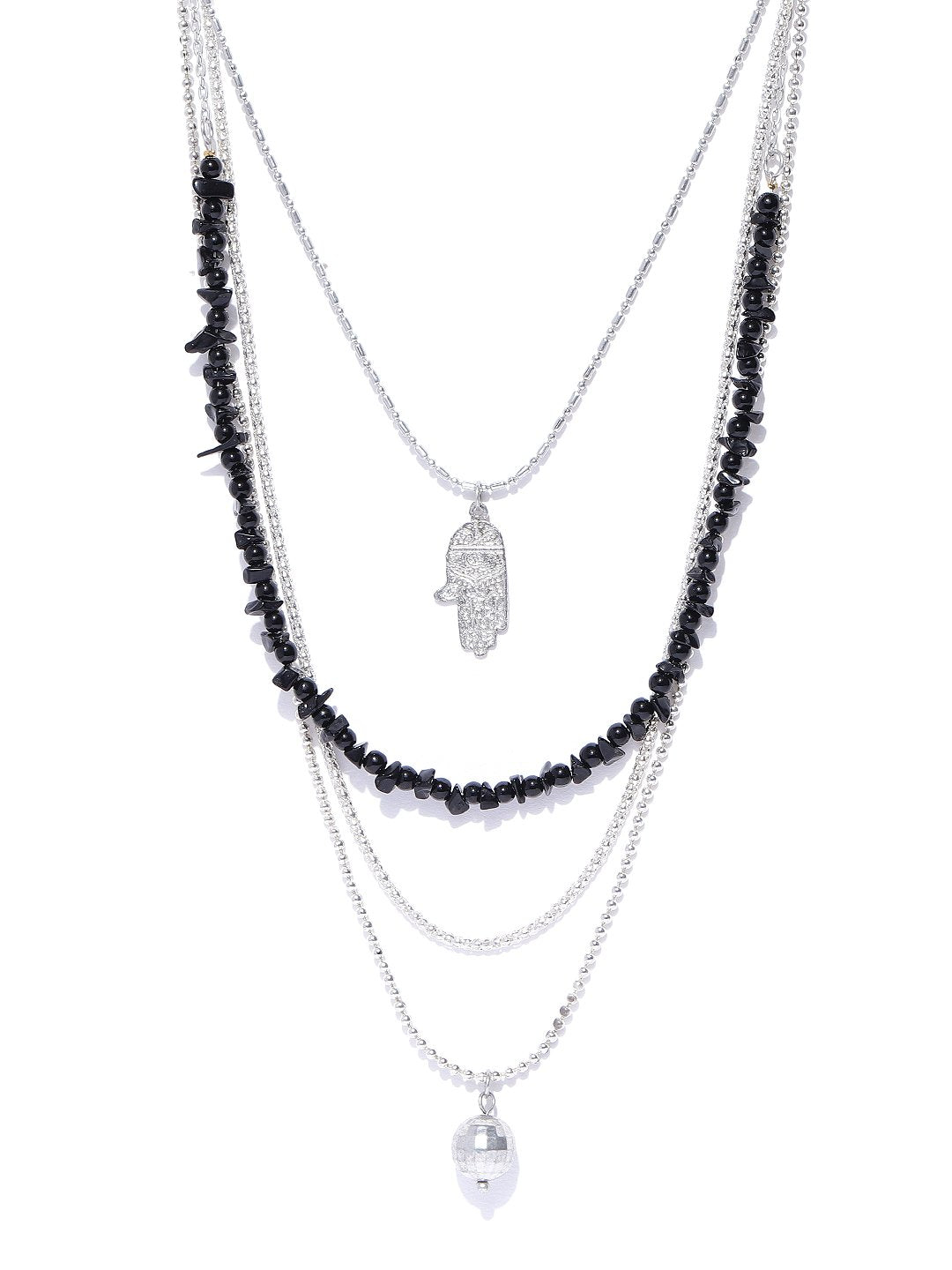 Blueberry silver chain beads detailing necklace