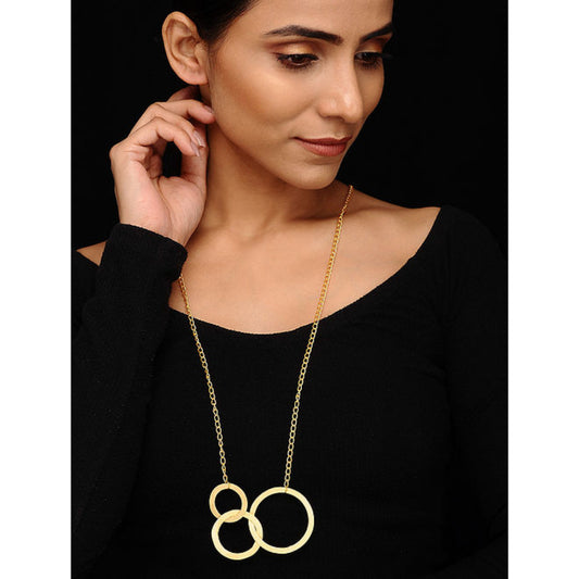 Blueberry gold plated circular brass detailing necklace