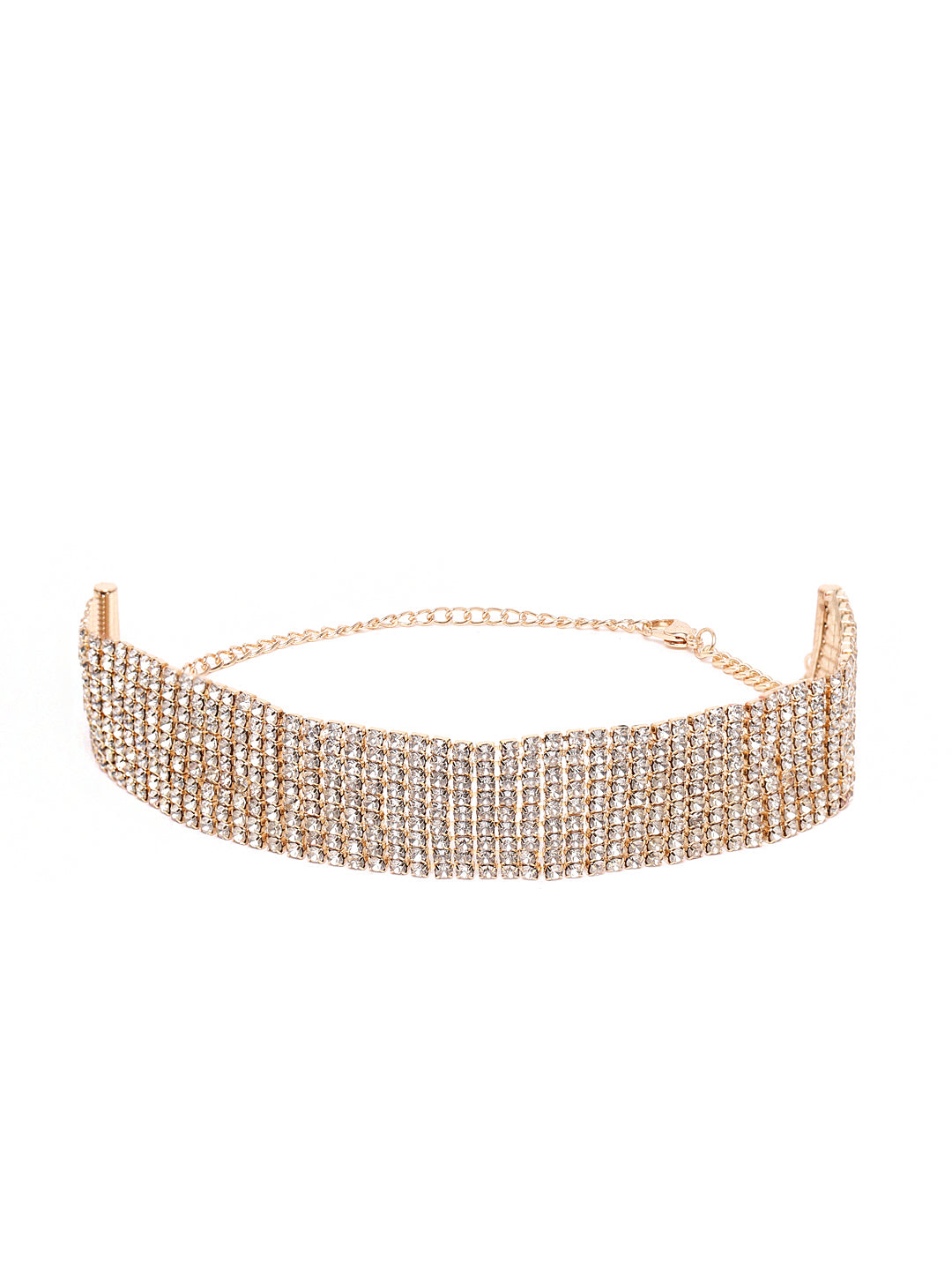 Blueberry gold plated crystal diamond emebllished choker necklace